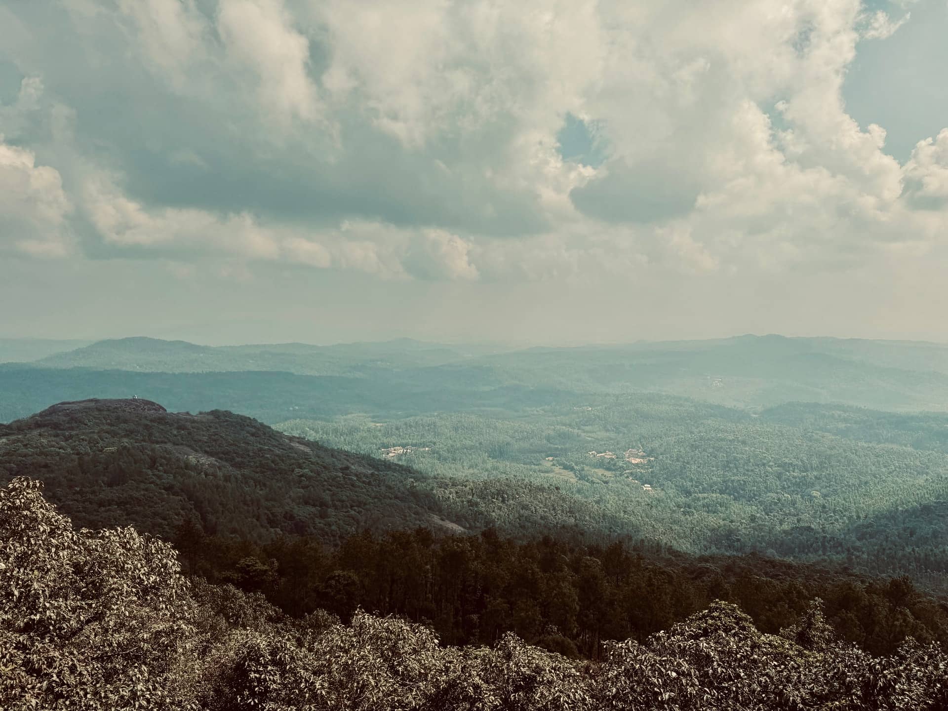 A panoramic view across the ridge, with the estate's holdings folded into the hills.